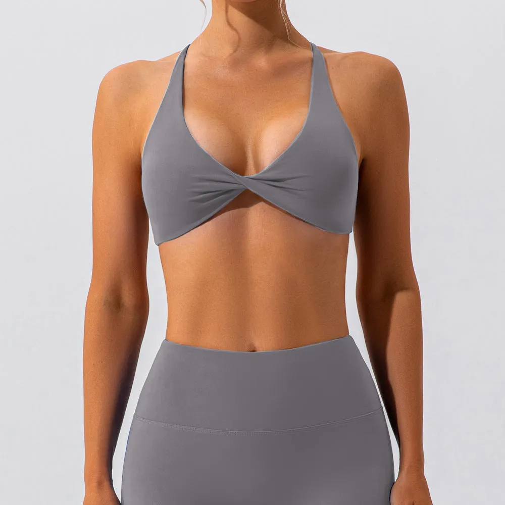 Premium High Support Sports Yoga Bra – Sexy Halter Straps, Push-Up Padded Bralette for Running, Gym & Fitness – Impact-Resistant, Comfortable Workout Underwear