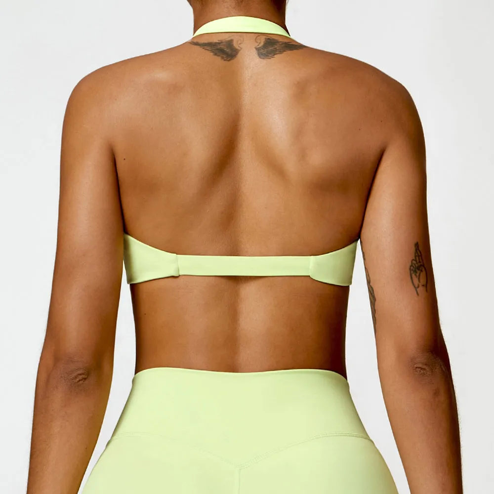 Premium High Support Sports Yoga Bra – Sexy Halter Straps, Push-Up Padded Bralette for Running, Gym & Fitness – Impact-Resistant, Comfortable Workout Underwear