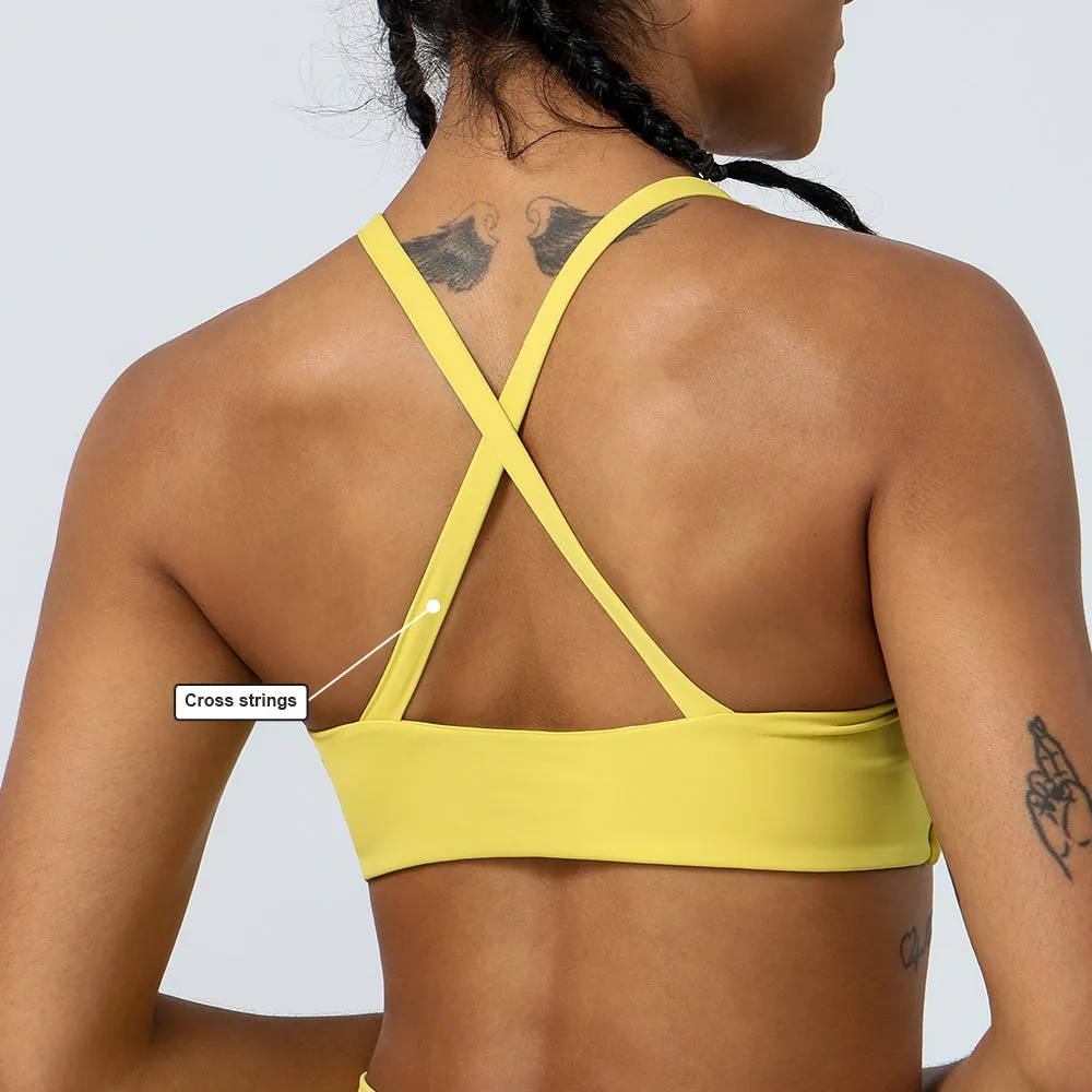 Premium High Support Sports Yoga Bra – Sexy Halter Straps, Push-Up Padded Bralette for Running, Gym & Fitness – Impact-Resistant, Comfortable Workout Underwear