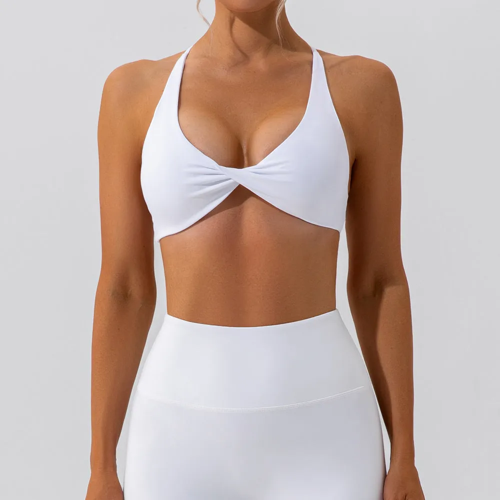 Premium High Support Sports Yoga Bra – Sexy Halter Straps, Push-Up Padded Bralette for Running, Gym & Fitness – Impact-Resistant, Comfortable Workout Underwear