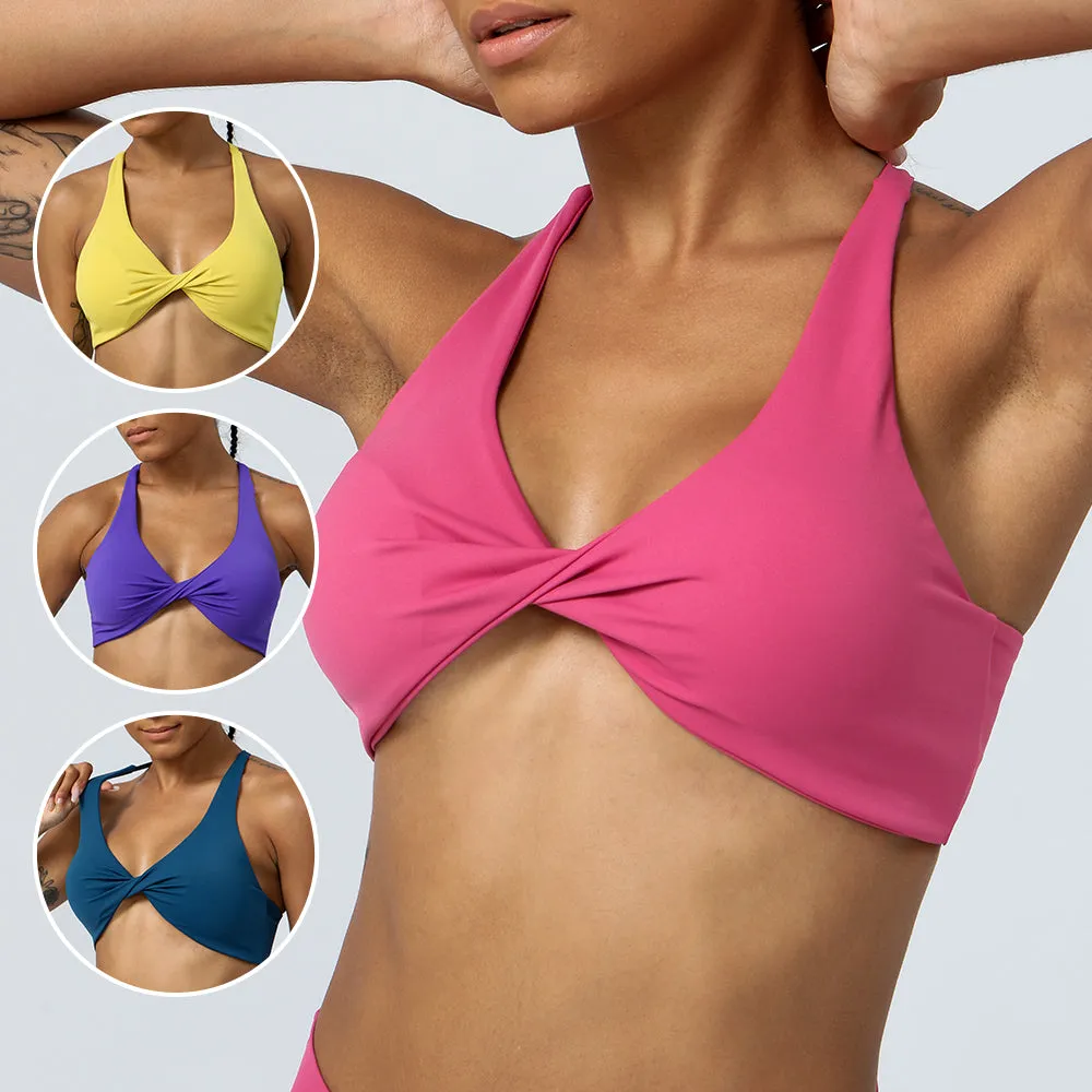 Premium High Support Sports Yoga Bra – Sexy Halter Straps, Push-Up Padded Bralette for Running, Gym & Fitness – Impact-Resistant, Comfortable Workout Underwear