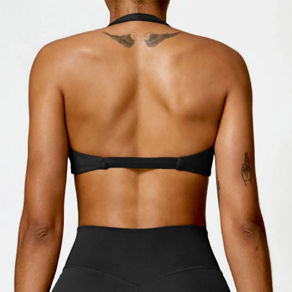 Premium High Support Sports Yoga Bra – Sexy Halter Straps, Push-Up Padded Bralette for Running, Gym & Fitness – Impact-Resistant, Comfortable Workout Underwear
