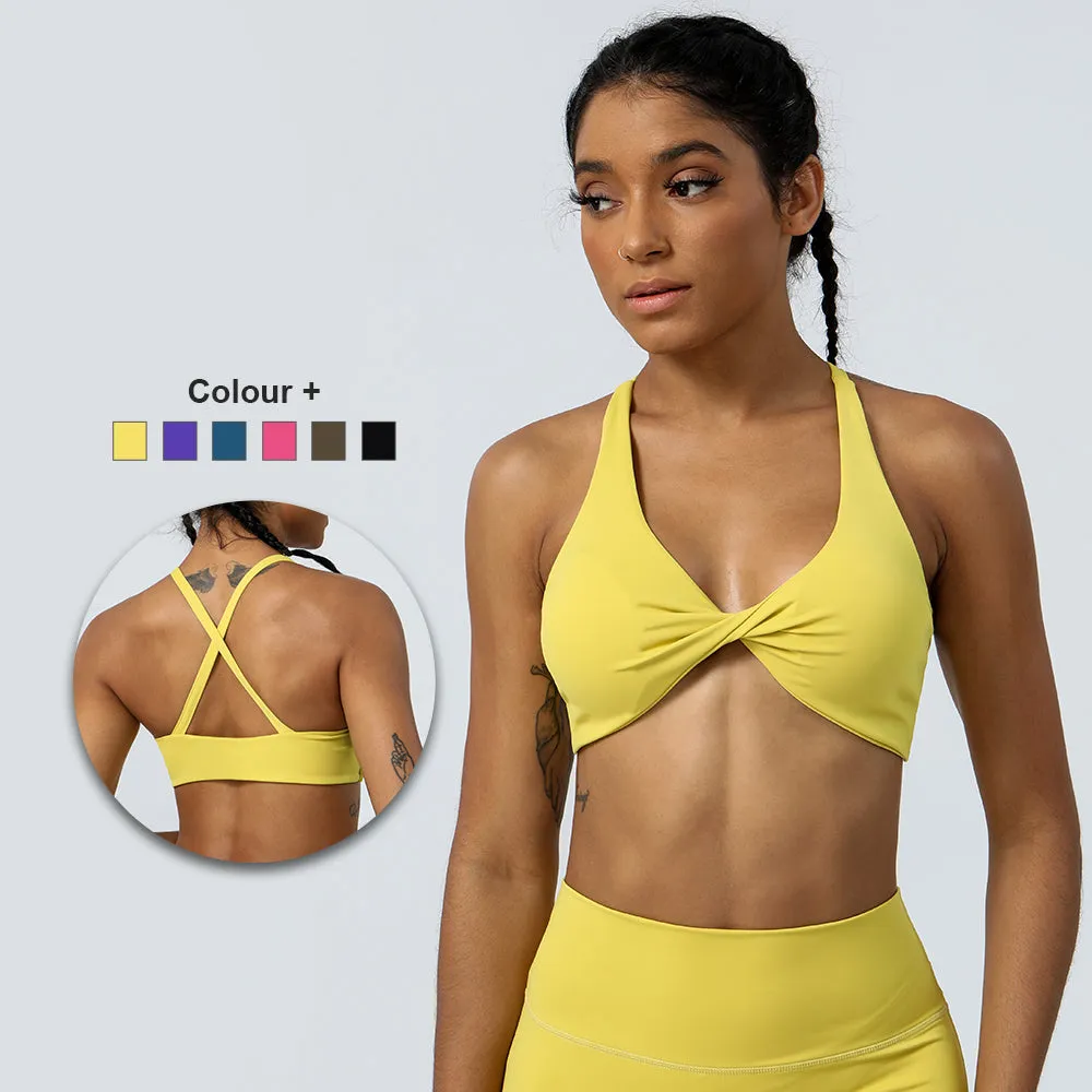 Premium High Support Sports Yoga Bra – Sexy Halter Straps, Push-Up Padded Bralette for Running, Gym & Fitness – Impact-Resistant, Comfortable Workout Underwear