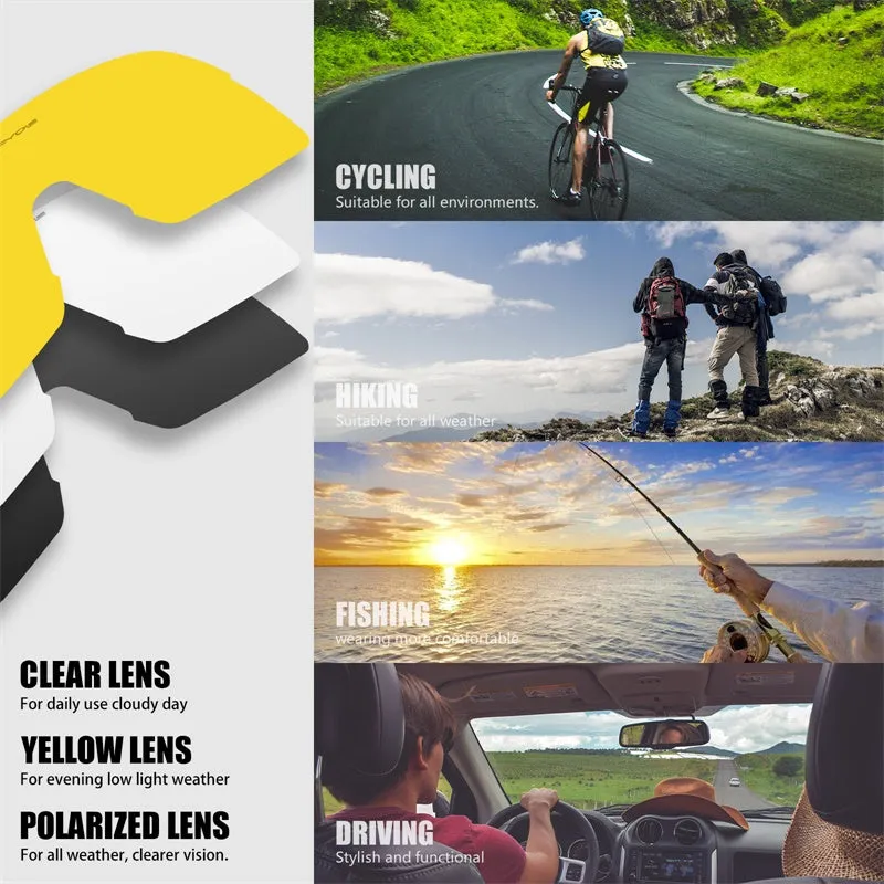 Premium Polarized Cycling Sunglasses – UV Protection, HD Lens, 1 or 4 Lens Options for Road, Mountain Bike & Outdoor Sports Eyewear for Men & Women