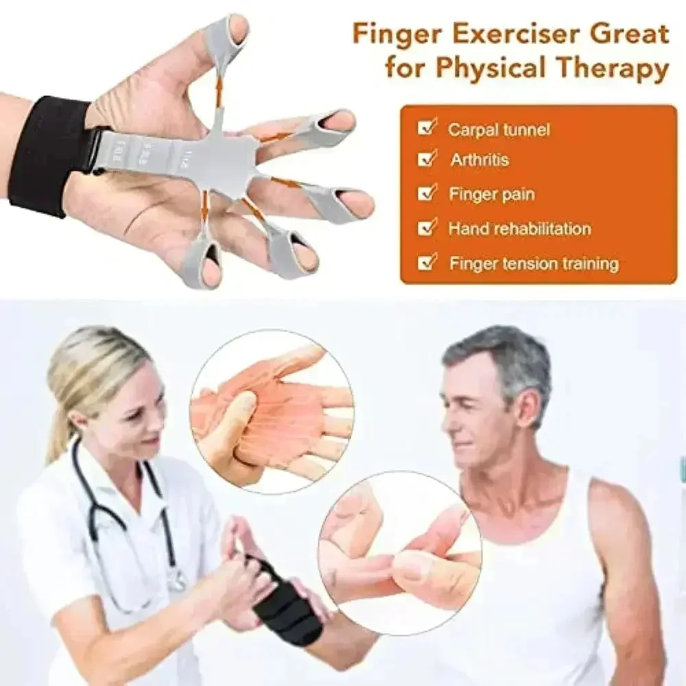 Premium Silicone Hand Strengthener & Finger Exerciser - Grip Trainer for Arthritis Relief, Muscle Relaxation & Sports Training - Durable Finger Stretcher for Climbing, Musicians & Everyday Use - Portable & Easy to Use