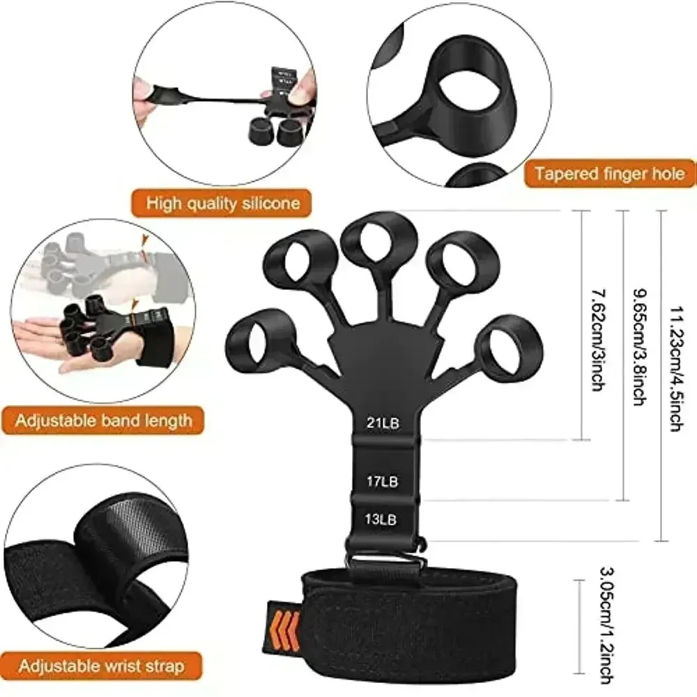 Premium Silicone Hand Strengthener & Finger Exerciser - Grip Trainer for Arthritis Relief, Muscle Relaxation & Sports Training - Durable Finger Stretcher for Climbing, Musicians & Everyday Use - Portable & Easy to Use