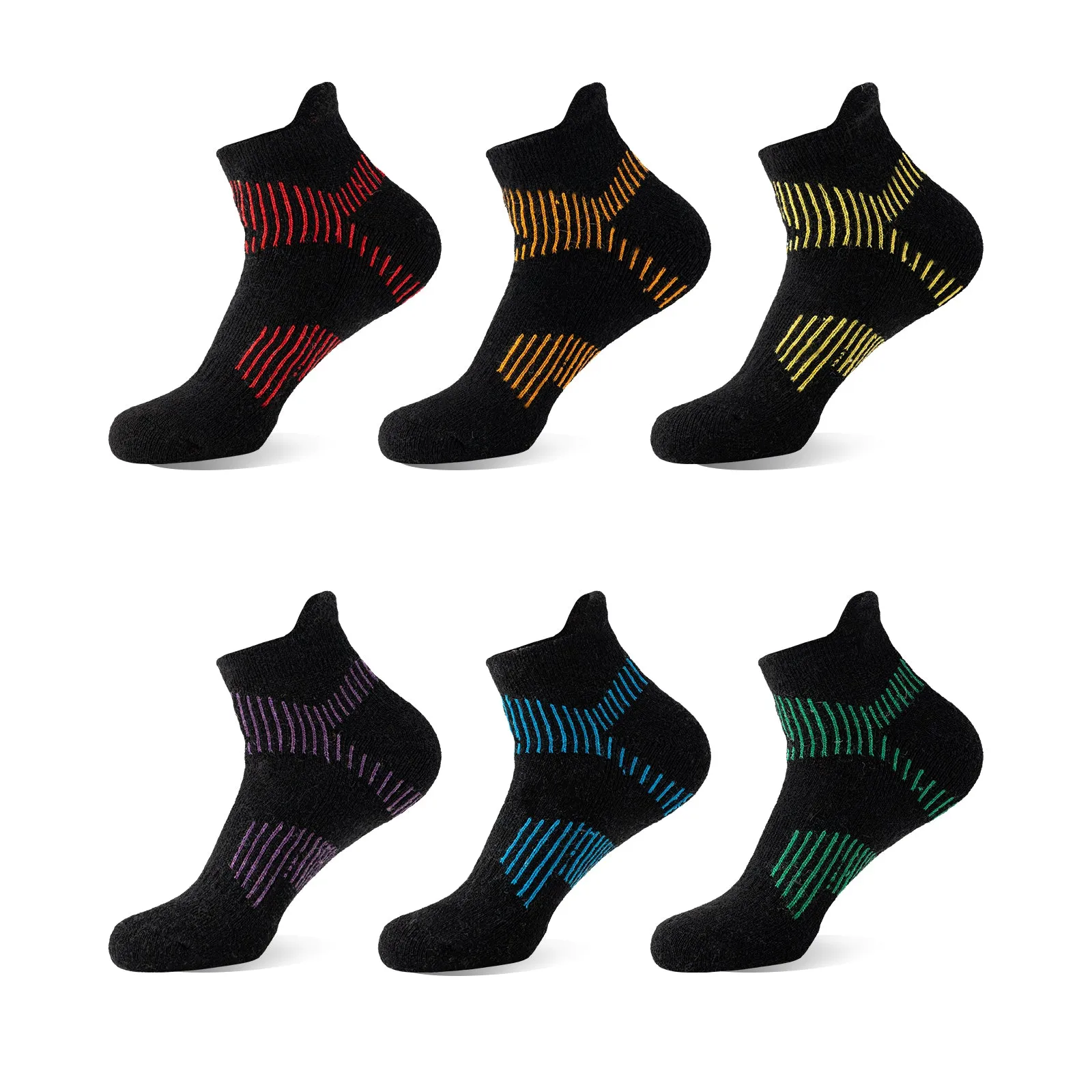 Premium Sweat Absorbing Compression Running & Hiking Socks – 6 Pairs, Thick Cotton Ankle Sports Socks for Men & Women, Low Cut, Breathable, Moisture-Wicking, Compression Support