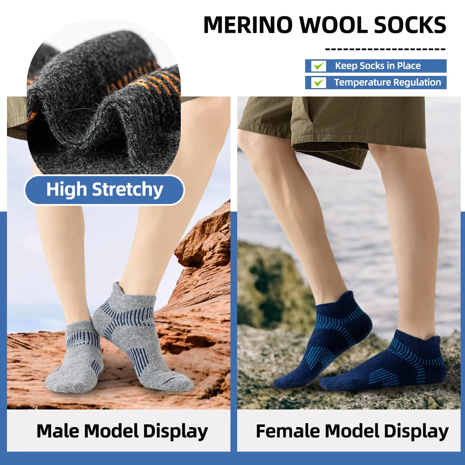 Premium Sweat Absorbing Compression Running & Hiking Socks – 6 Pairs, Thick Cotton Ankle Sports Socks for Men & Women, Low Cut, Breathable, Moisture-Wicking, Compression Support