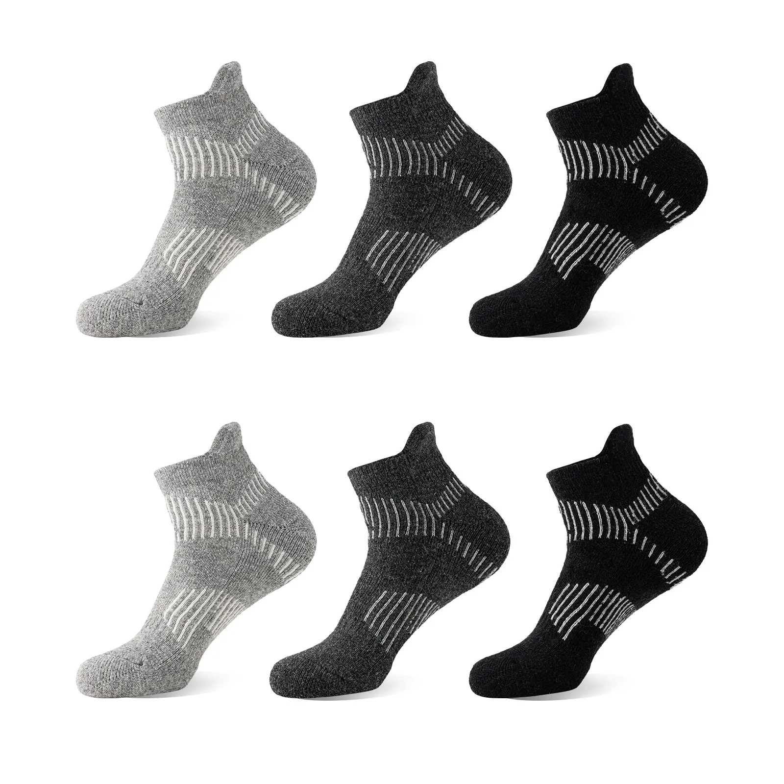 Premium Sweat Absorbing Compression Running & Hiking Socks – 6 Pairs, Thick Cotton Ankle Sports Socks for Men & Women, Low Cut, Breathable, Moisture-Wicking, Compression Support