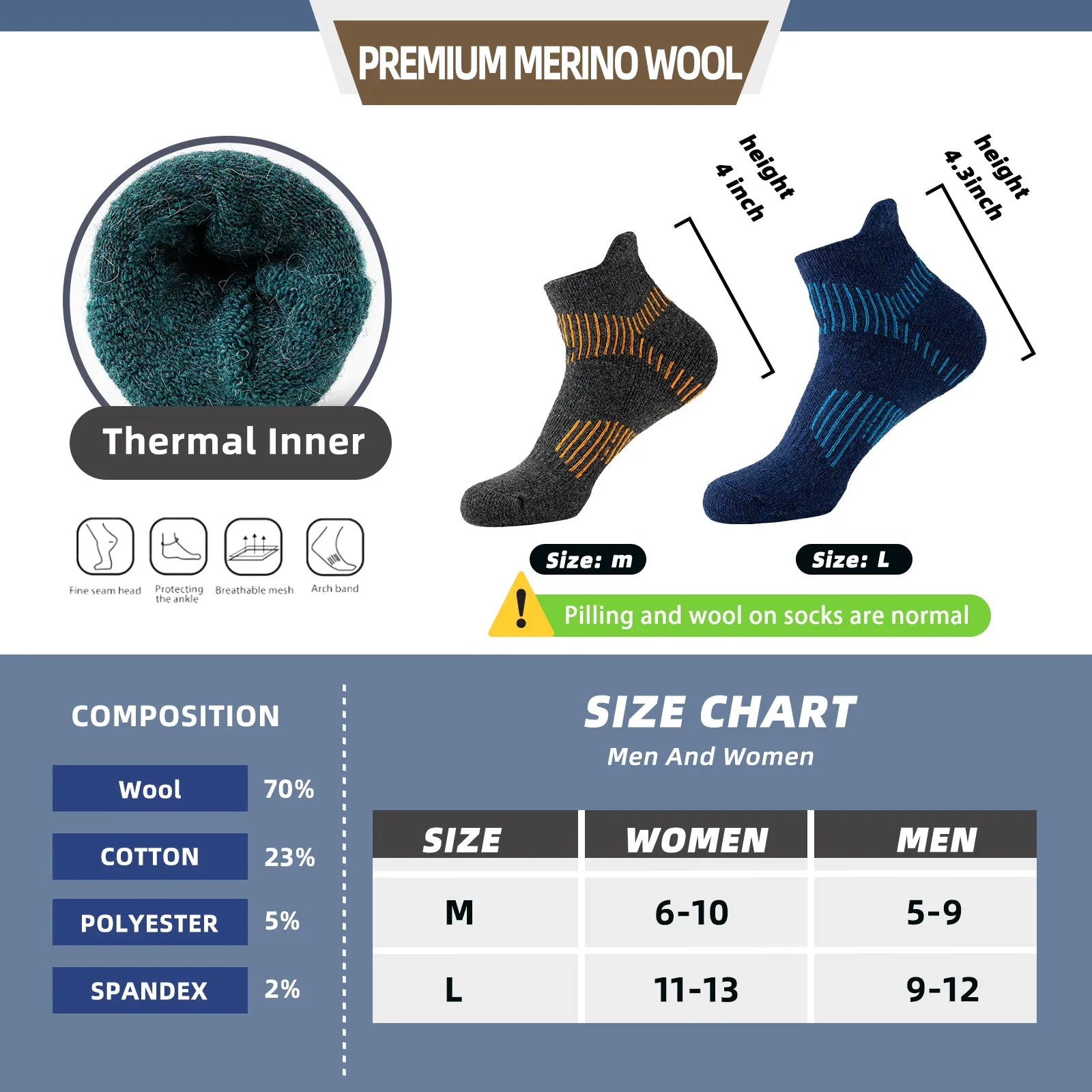 Premium Sweat Absorbing Compression Running & Hiking Socks – 6 Pairs, Thick Cotton Ankle Sports Socks for Men & Women, Low Cut, Breathable, Moisture-Wicking, Compression Support