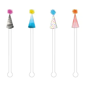 PREPPY PARTY HATS ACRYLIC STIR STICKS COMBO