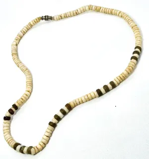 Puka shell stripped wooden vintage beaded retro 90's surfer skater necklace