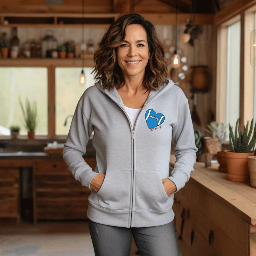 "Love Detroit" Basic Full Zip Unisex Hoodie
