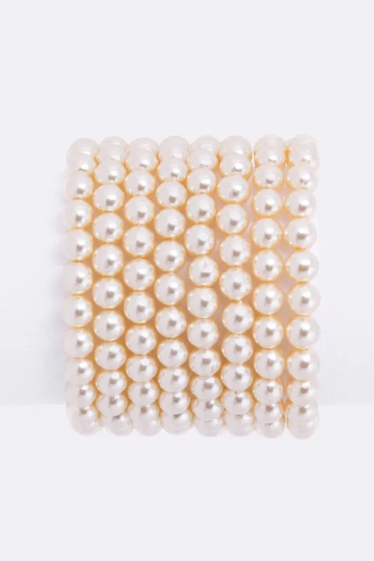 Radiant-Pearl Stretch Bracelet Set