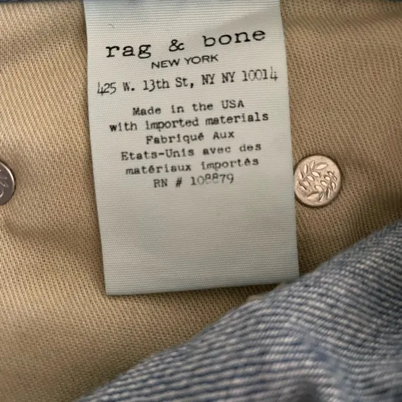 rag &amp; bone Blue Distressed Jean Shorts