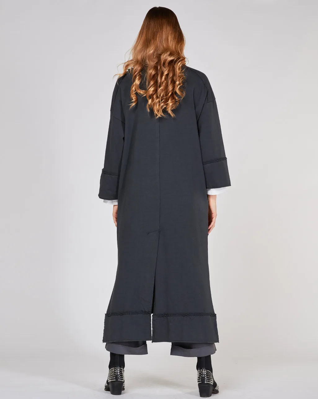 Raw Patch Zip-Up V-Neck Dress