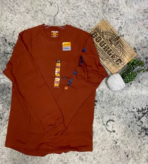 Rebar Cotton Strong Graphic LS Shirt in Burnt Henna/ Baritone Blue