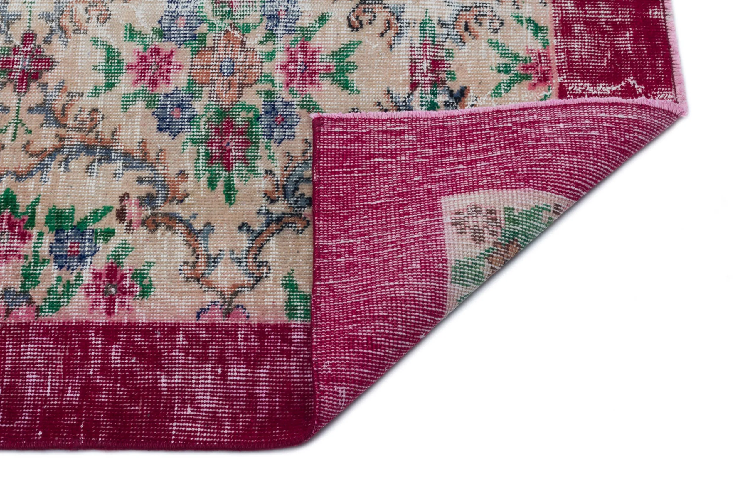 Retro Design Floral Over Dyed Vintage Rug 5'1'' x 7'10'' ft 154 x 240 cm