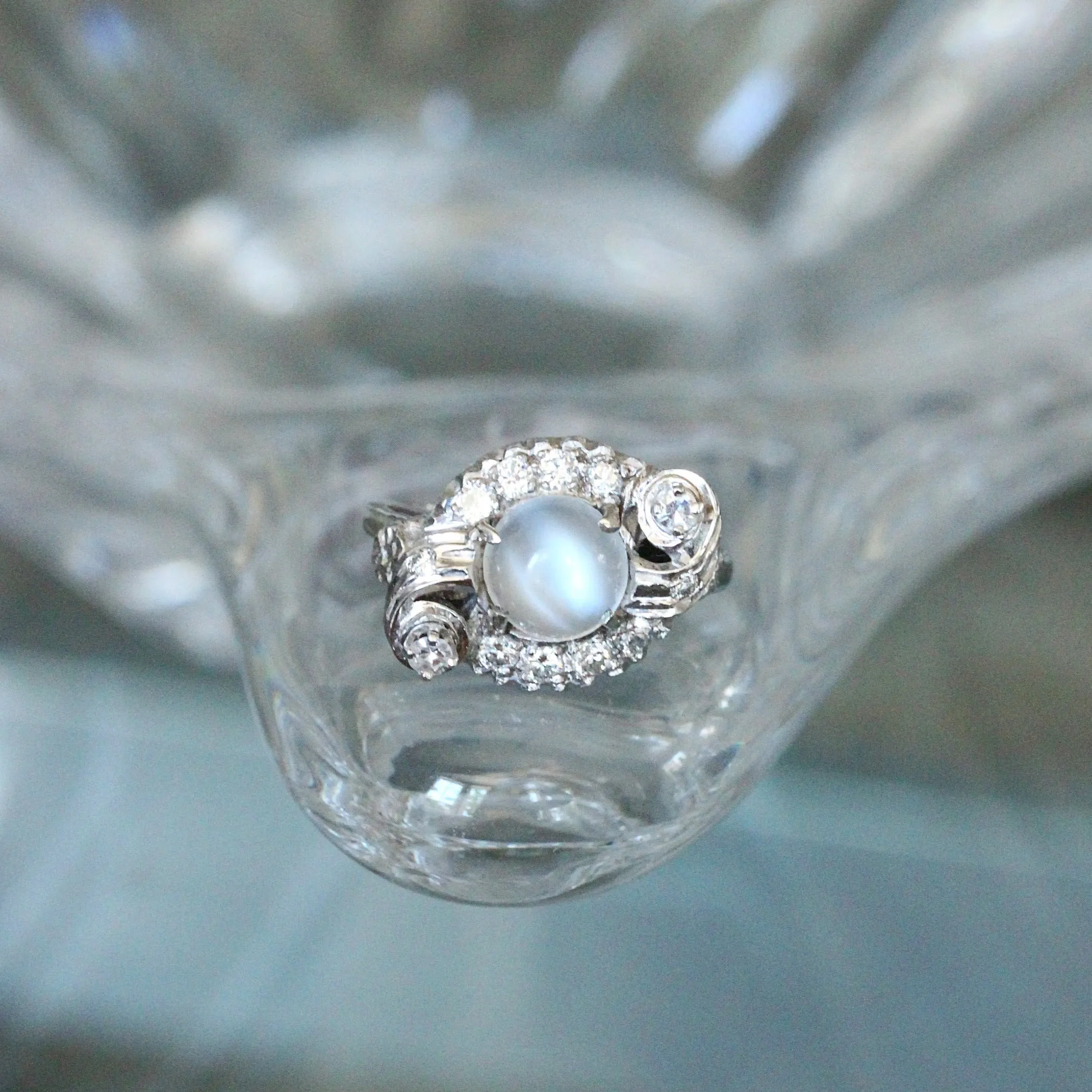 Retro Moonstone Diamond Cocktail Ring, 14k