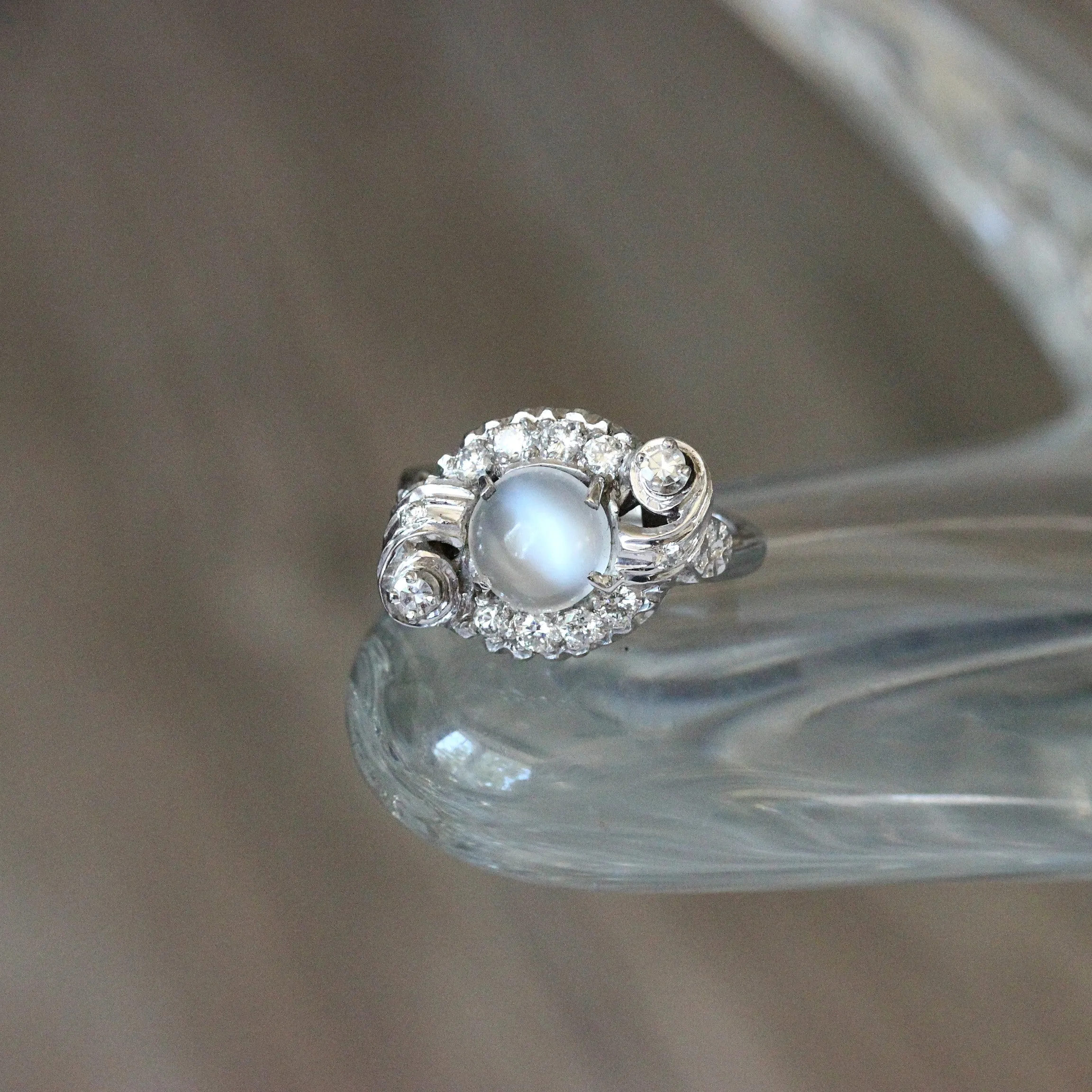 Retro Moonstone Diamond Cocktail Ring, 14k