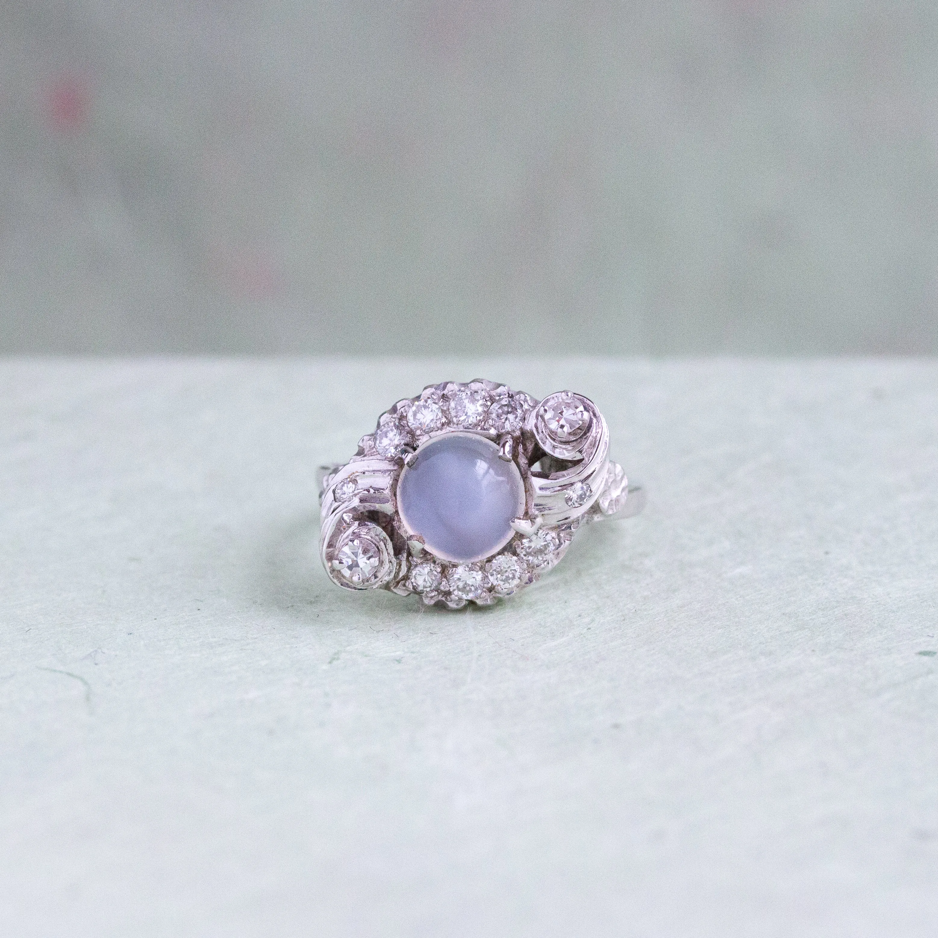 Retro Moonstone Diamond Cocktail Ring, 14k