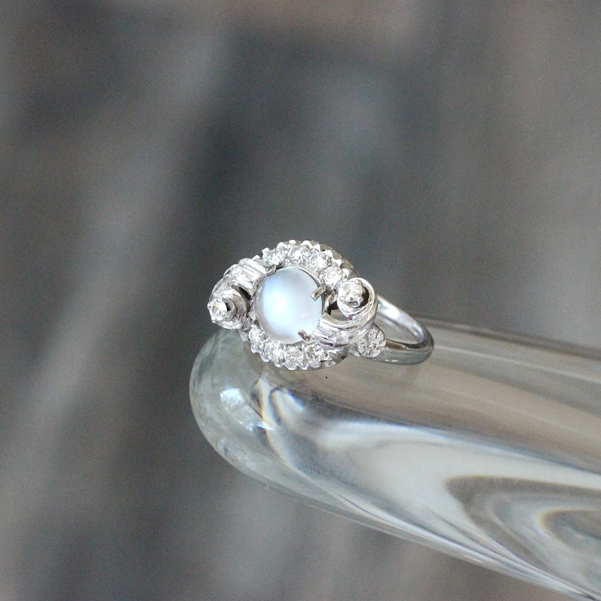 Retro Moonstone Diamond Cocktail Ring, 14k