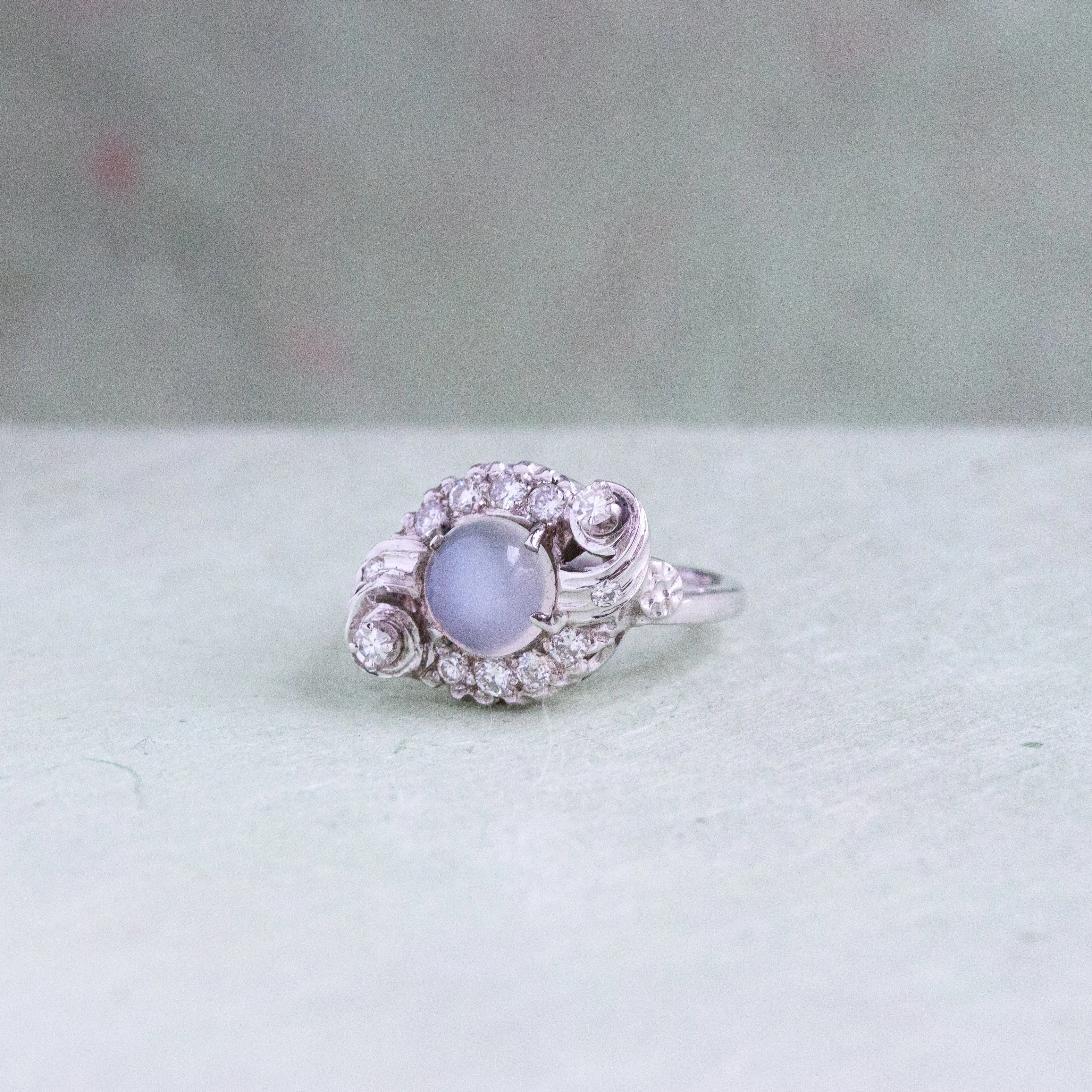 Retro Moonstone Diamond Cocktail Ring, 14k