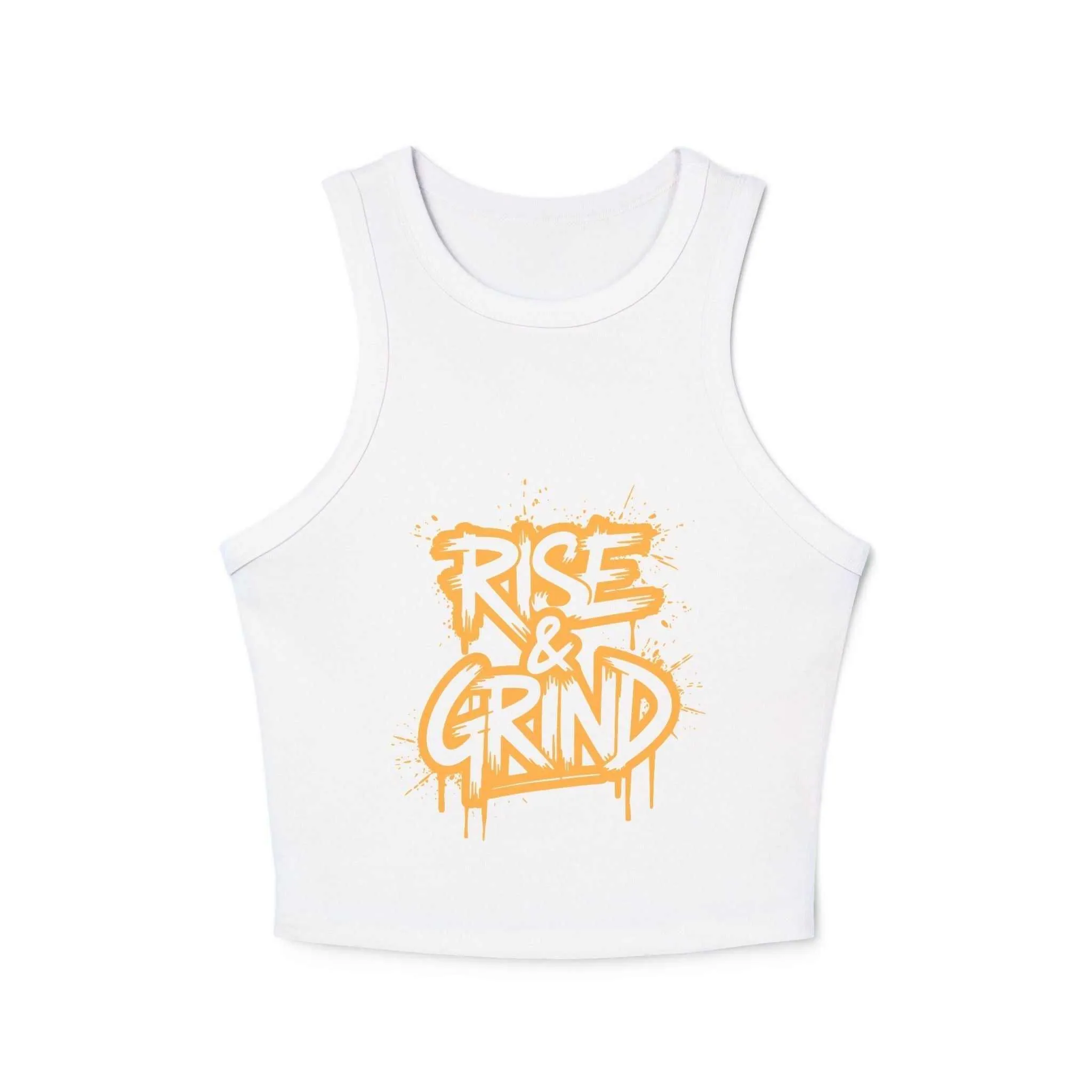 Rise & Grind Women's Micro Rib Racer Tank Top - Motivational Workout Apparel