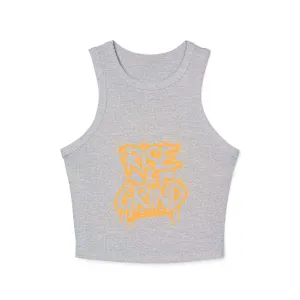 Rise & Grind Women's Micro Rib Racer Tank Top - Motivational Workout Apparel