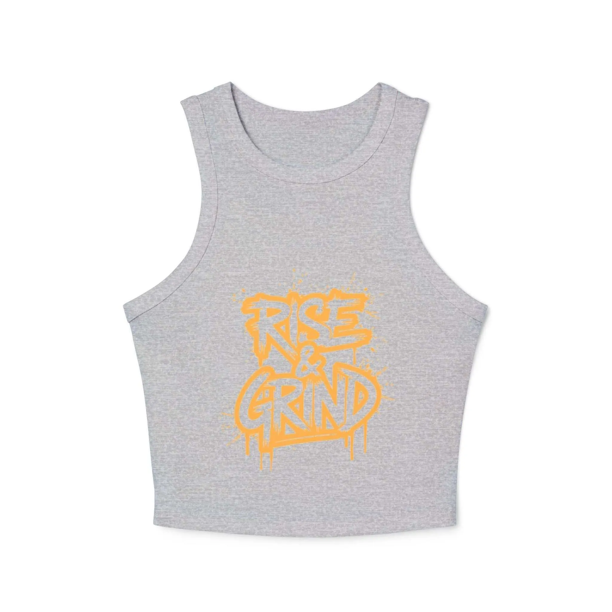 Rise & Grind Women's Micro Rib Racer Tank Top - Motivational Workout Apparel