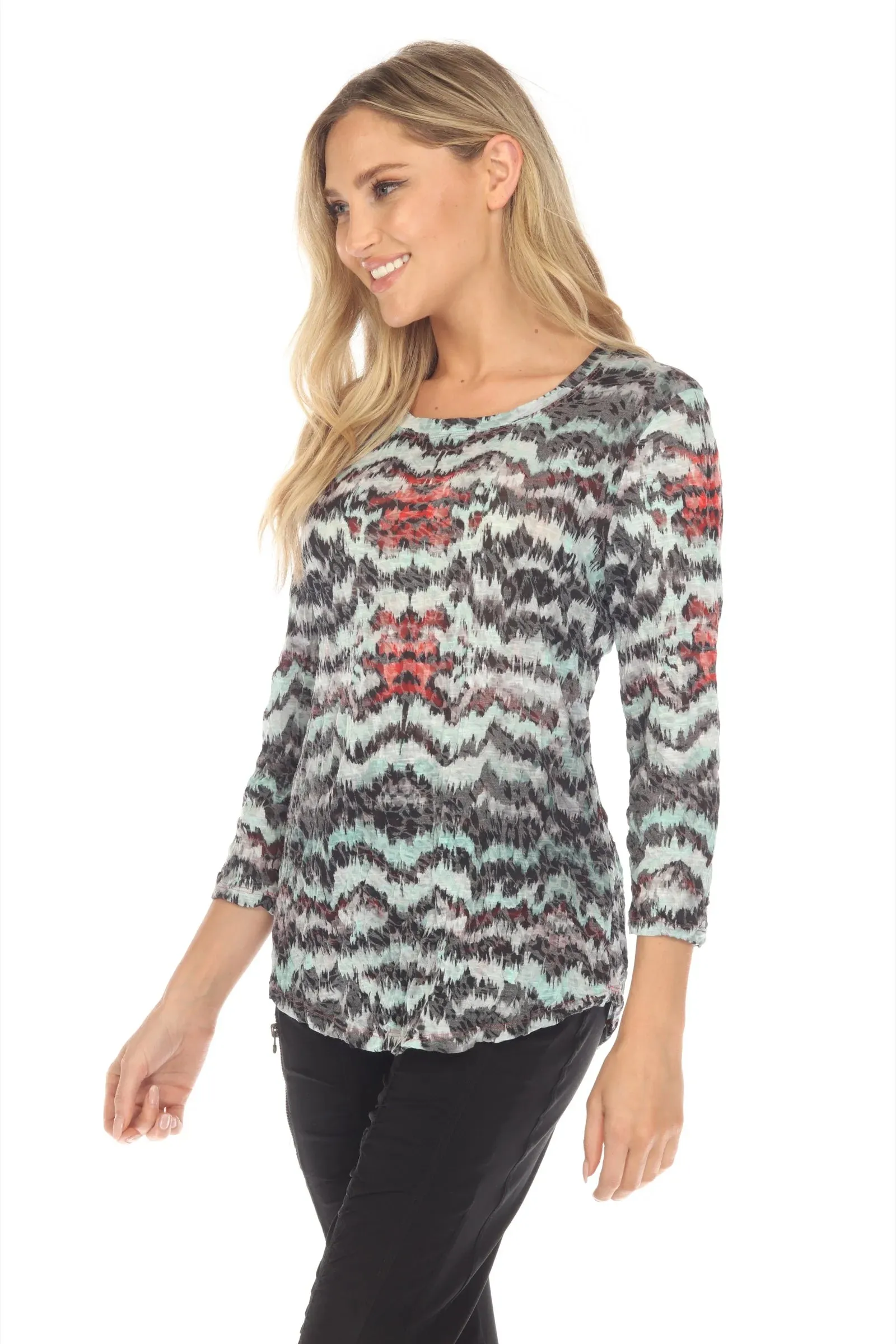 Round-Neck Top - Hazy Lines