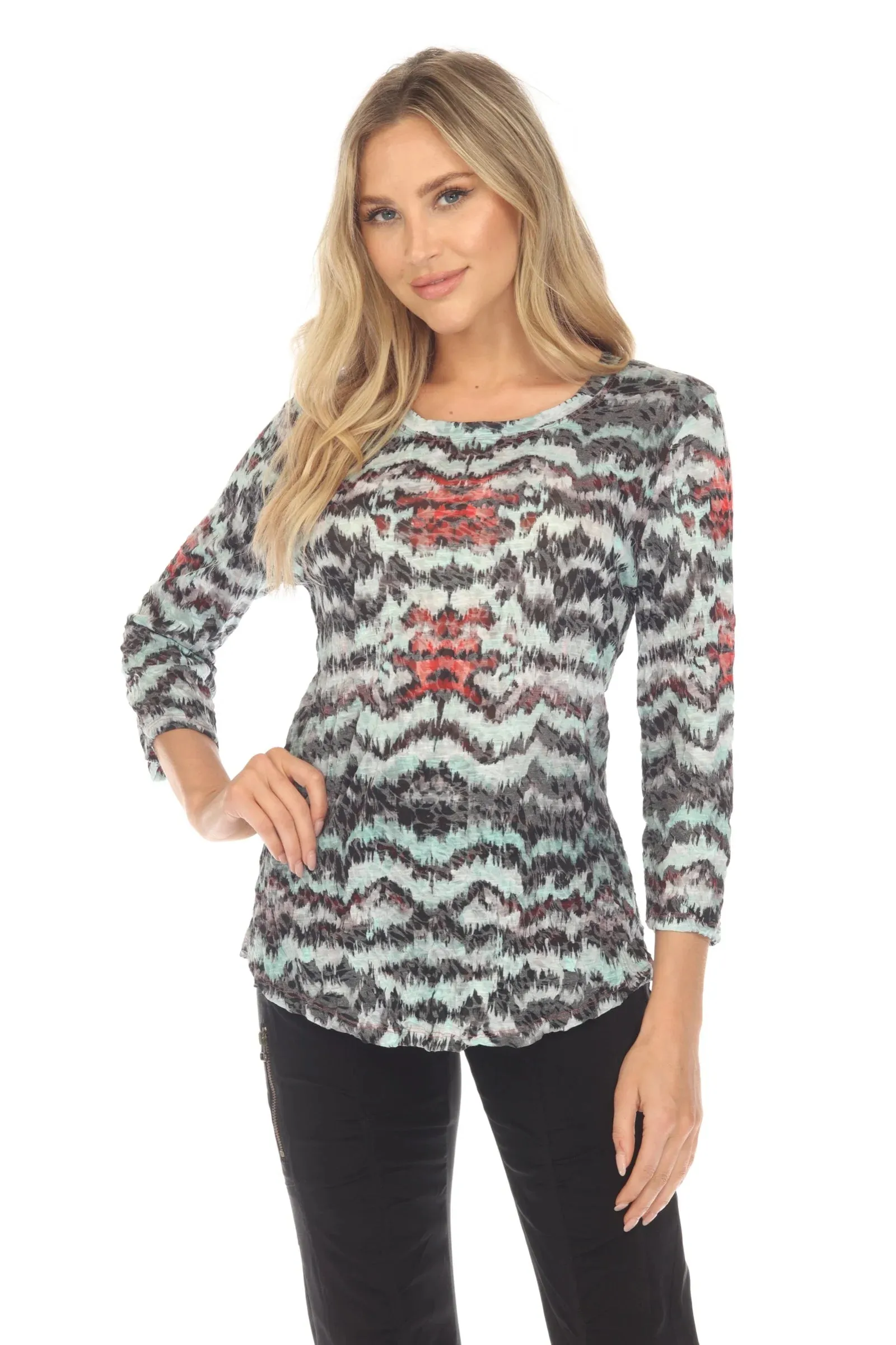 Round-Neck Top - Hazy Lines