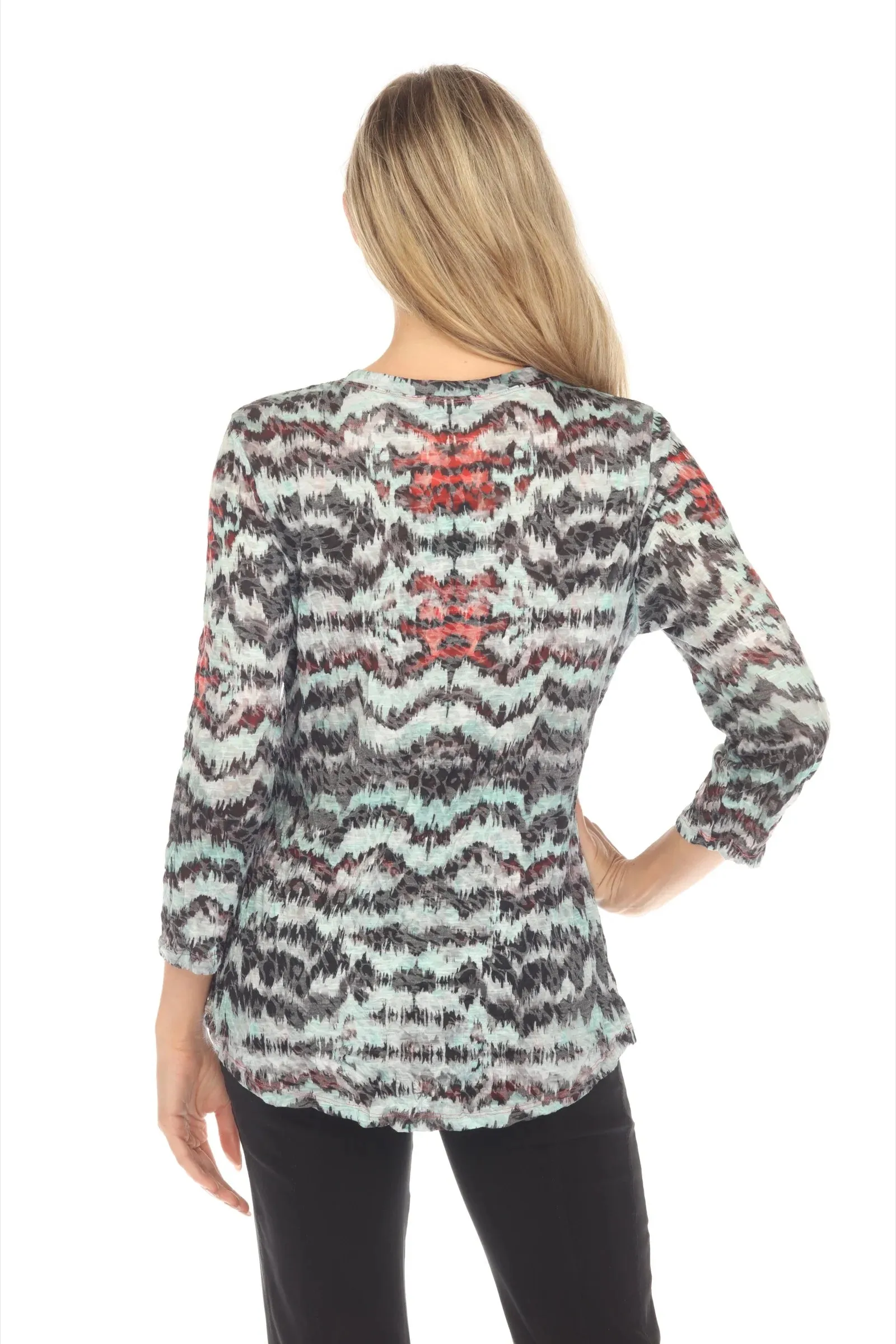 Round-Neck Top - Hazy Lines