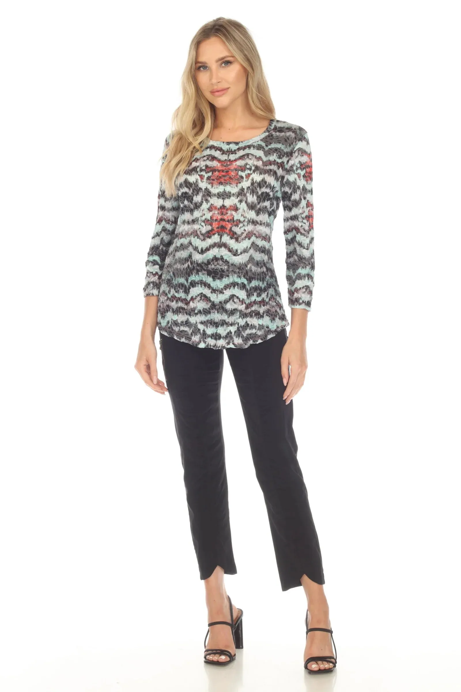 Round-Neck Top - Hazy Lines
