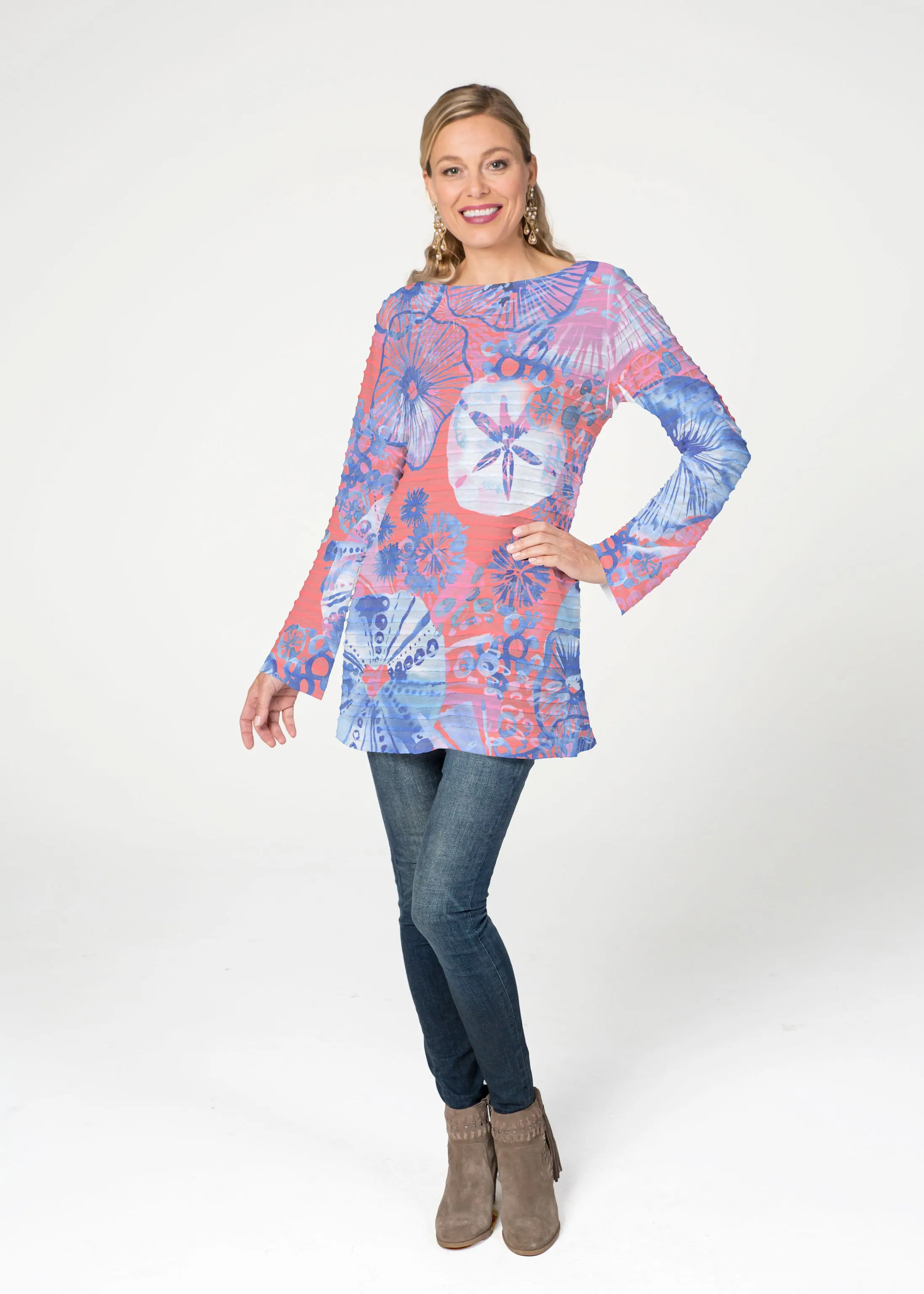 Sand Dollar (16257) ~ Banded Boatneck Tunic