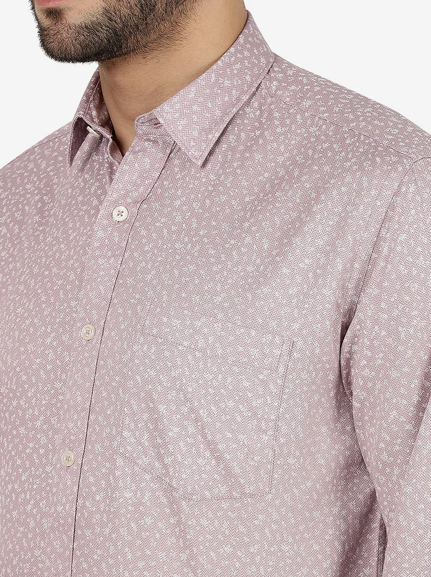 Sangria Pink Printed Slim Fit Semi Casual Shirt | JadeBlue