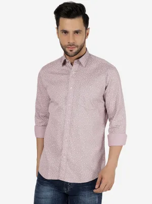 Sangria Pink Printed Slim Fit Semi Casual Shirt | JadeBlue
