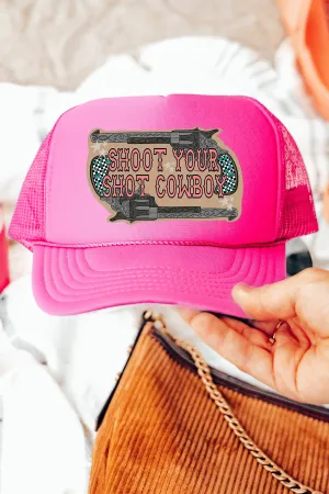 Shoot Your Shot Cowboy Otto Neon Pink Foam Front Trucker Hat