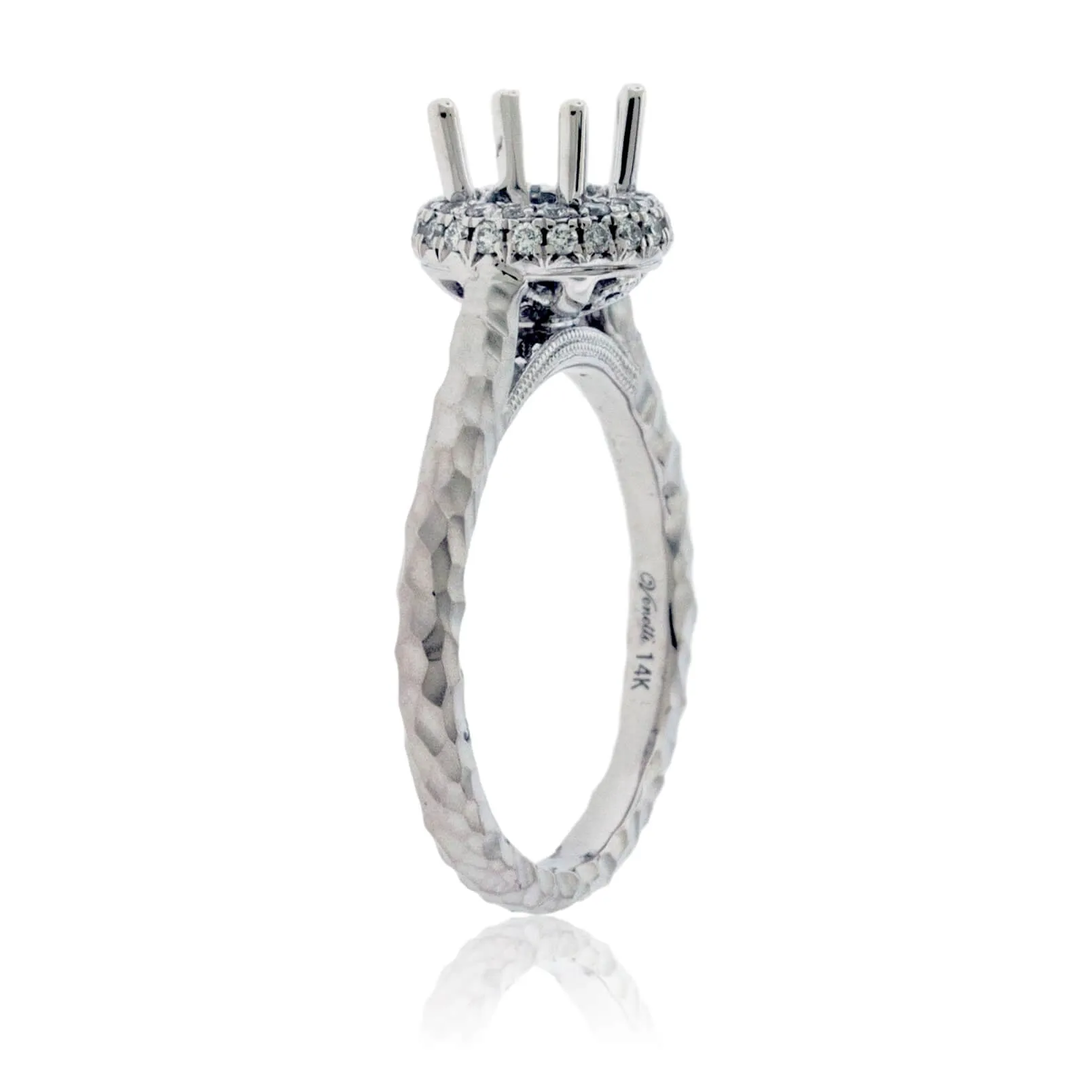 Simple Halo Stone Finish Style Semi Mount Diamond Ring