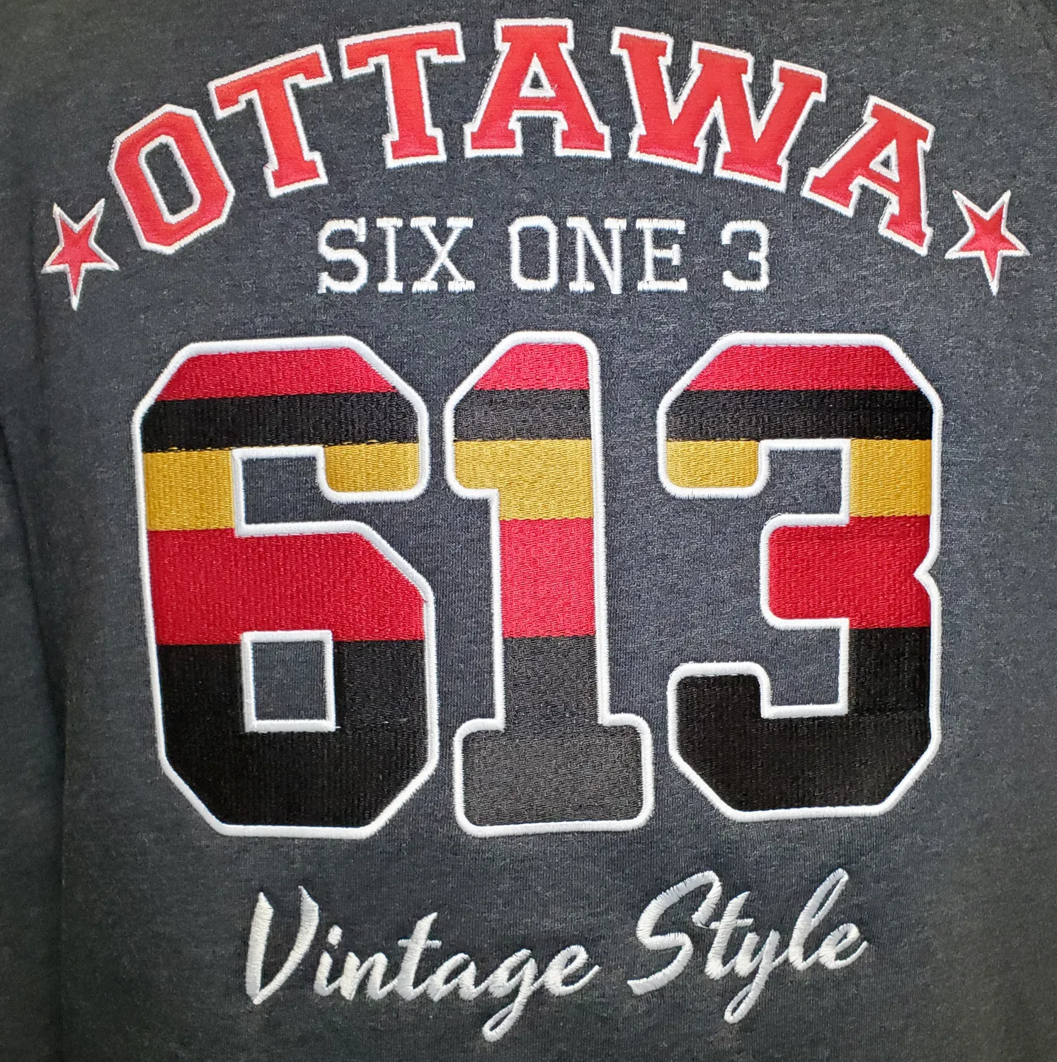 Six One 3 Vintage Style Ottawa Crew Neck Black Heather