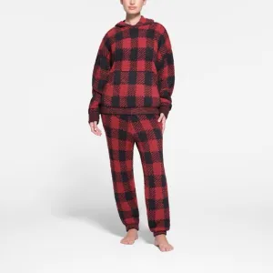 SKIMS - Red and Black Plaid Sweater Set (pants   hoodie) - NWT - S/M