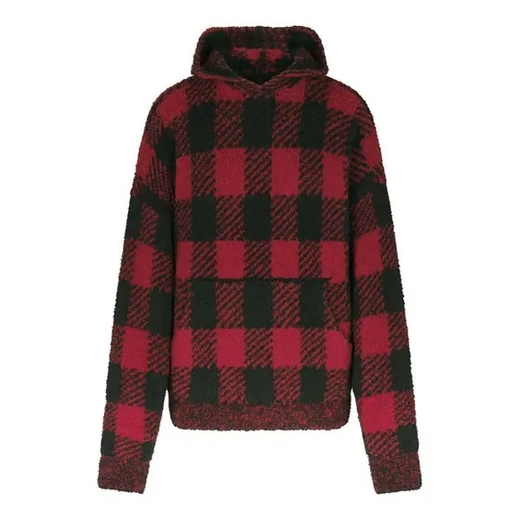 SKIMS - Red and Black Plaid Sweater Set (pants   hoodie) - NWT - S/M
