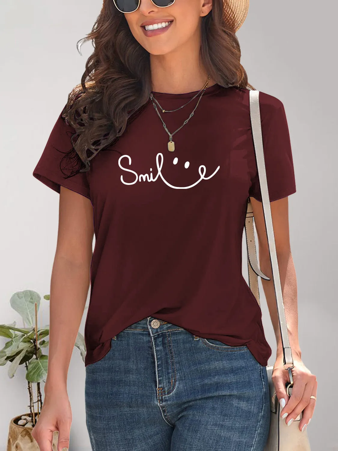 SMILE Round Neck Short Sleeve Tee (7 Colors)