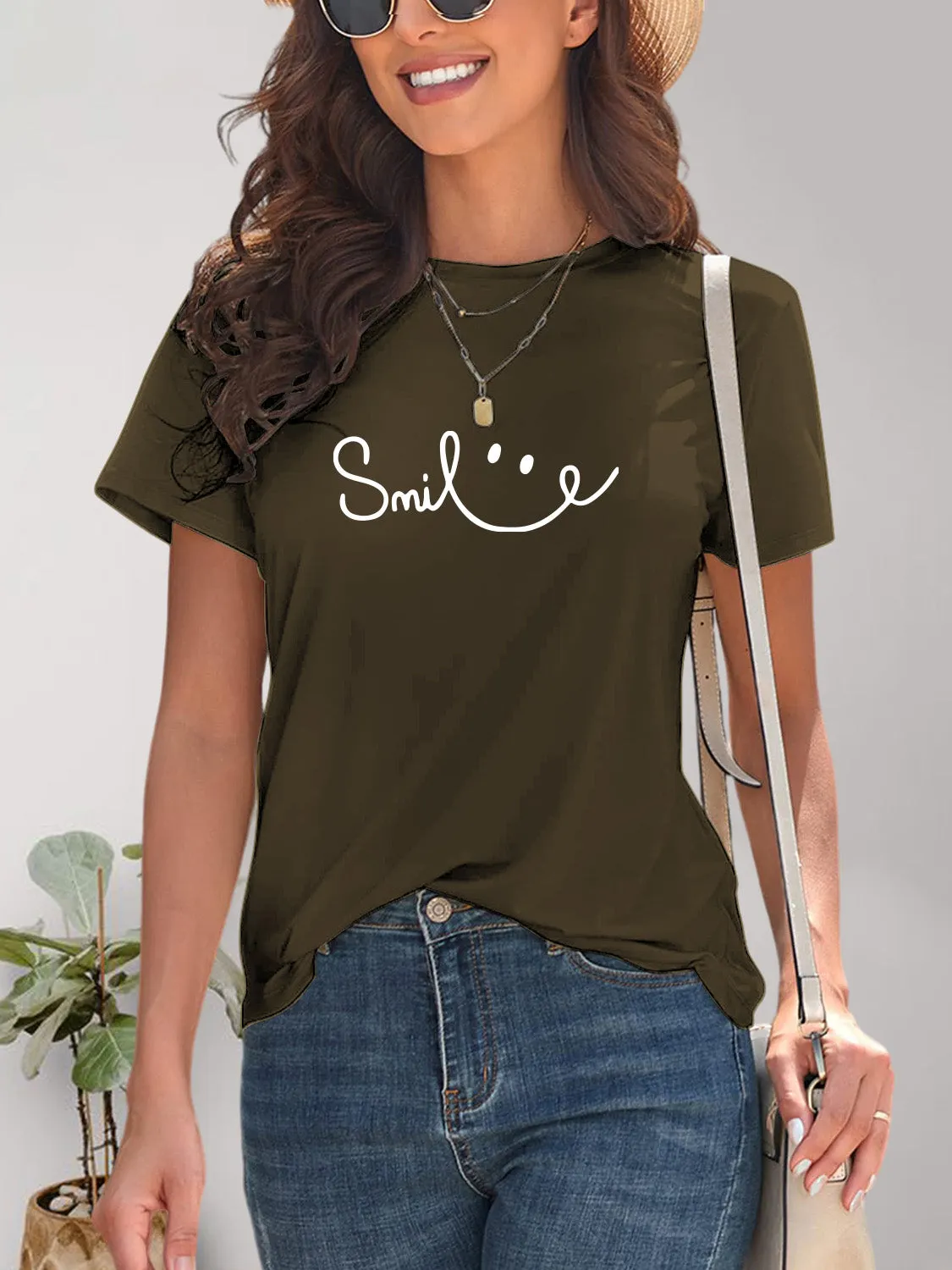 SMILE Round Neck Short Sleeve Tee (7 Colors)