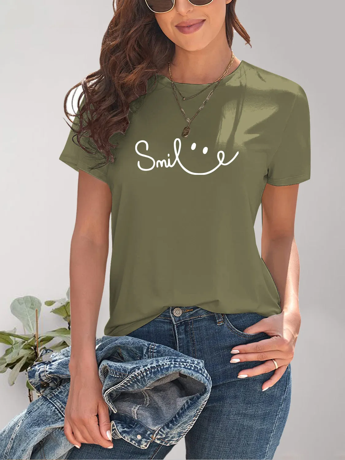 SMILE Round Neck Short Sleeve Tee (7 Colors)