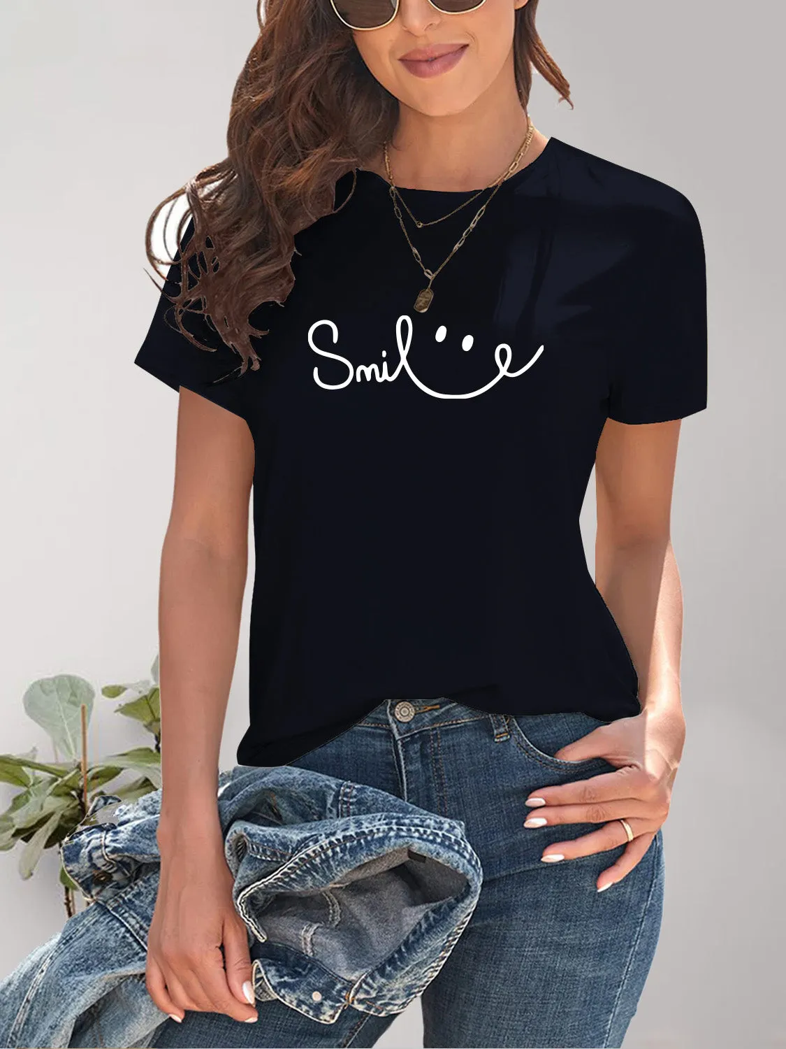 SMILE Round Neck Short Sleeve Tee (7 Colors)