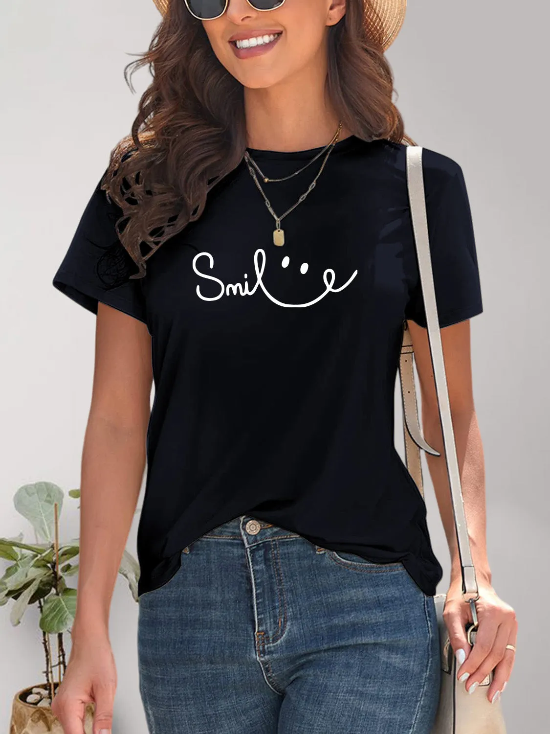 SMILE Round Neck Short Sleeve Tee (7 Colors)
