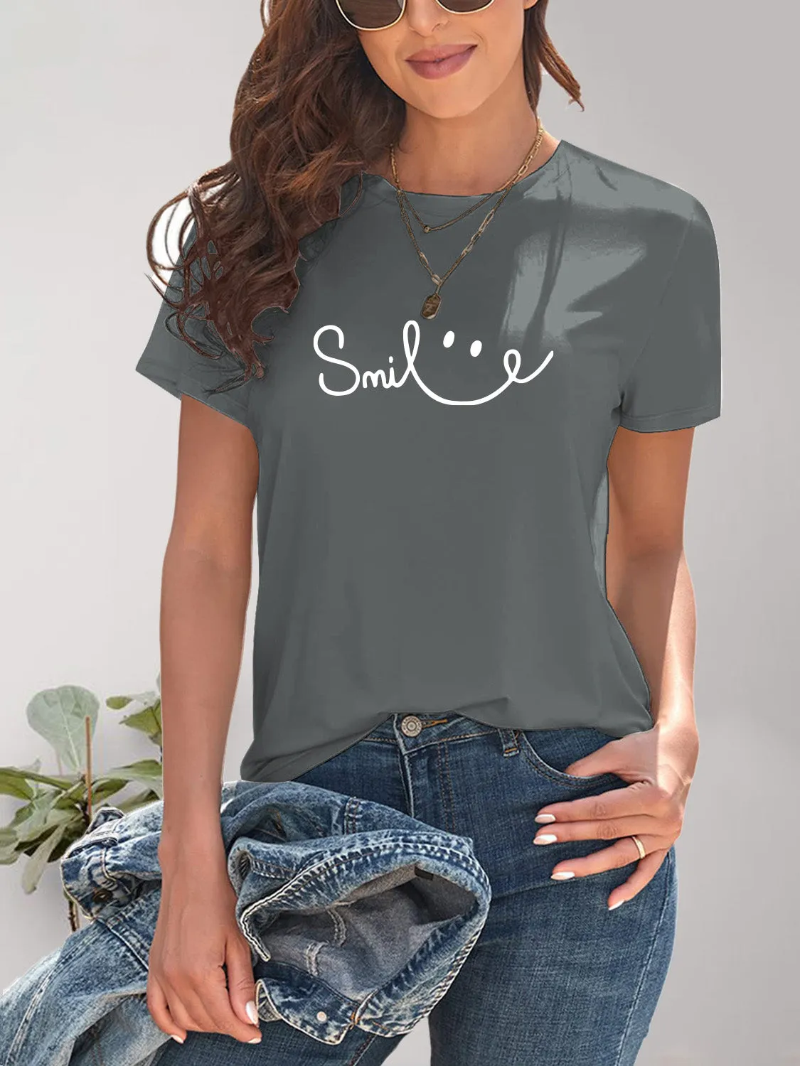 SMILE Round Neck Short Sleeve Tee (7 Colors)