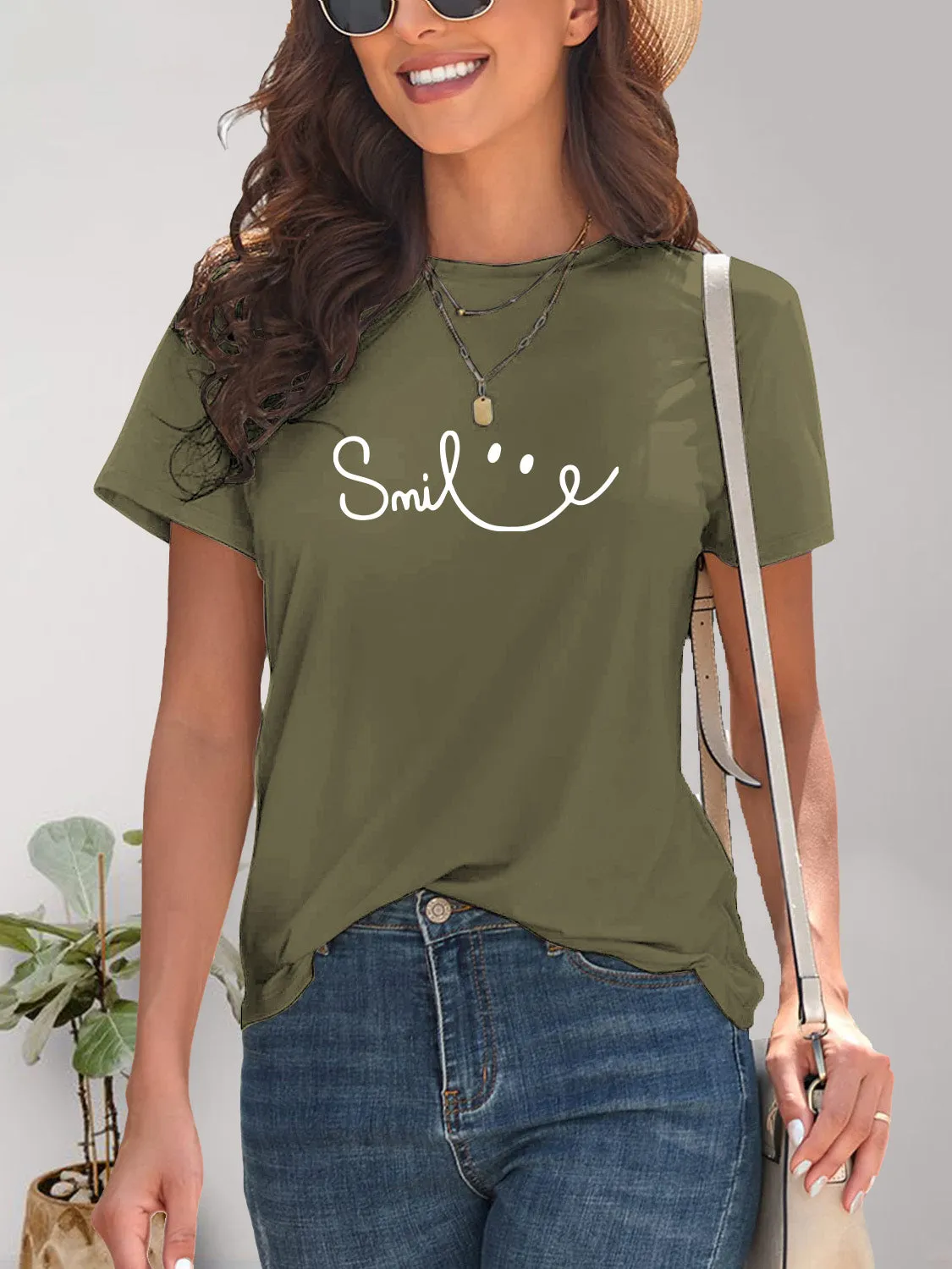 SMILE Round Neck Short Sleeve Tee (7 Colors)