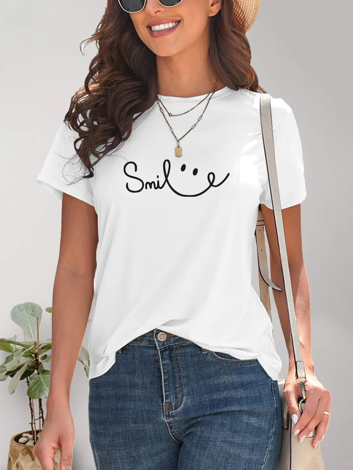 SMILE Round Neck Short Sleeve Tee (7 Colors)